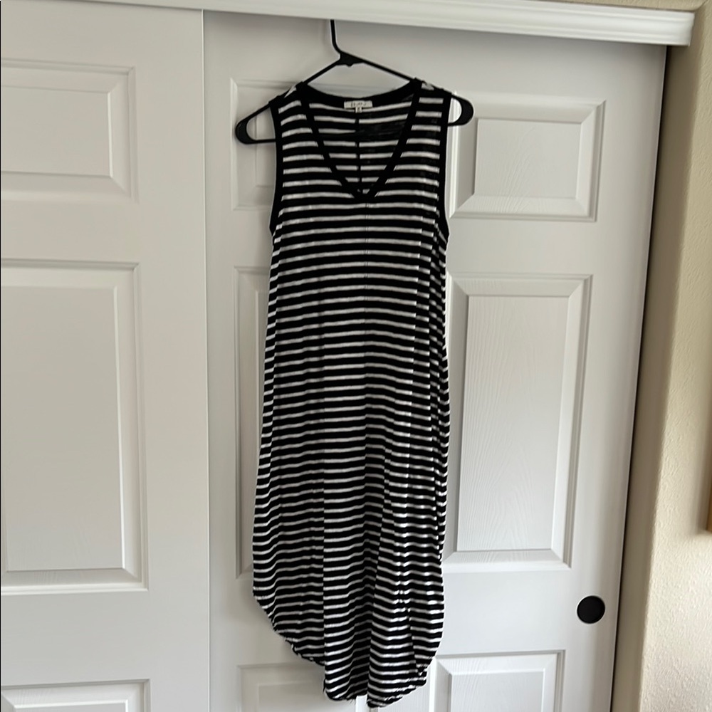 Z Supply Reverie Knot Triblend Asymmetrical Black and White Sundress